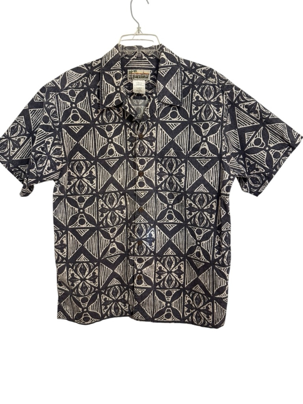 Vtg Patagonia Pataloha Blue Grey Cream Hawaiian Camp Shirt Organic Cotton Luau - Picture 3 of 13